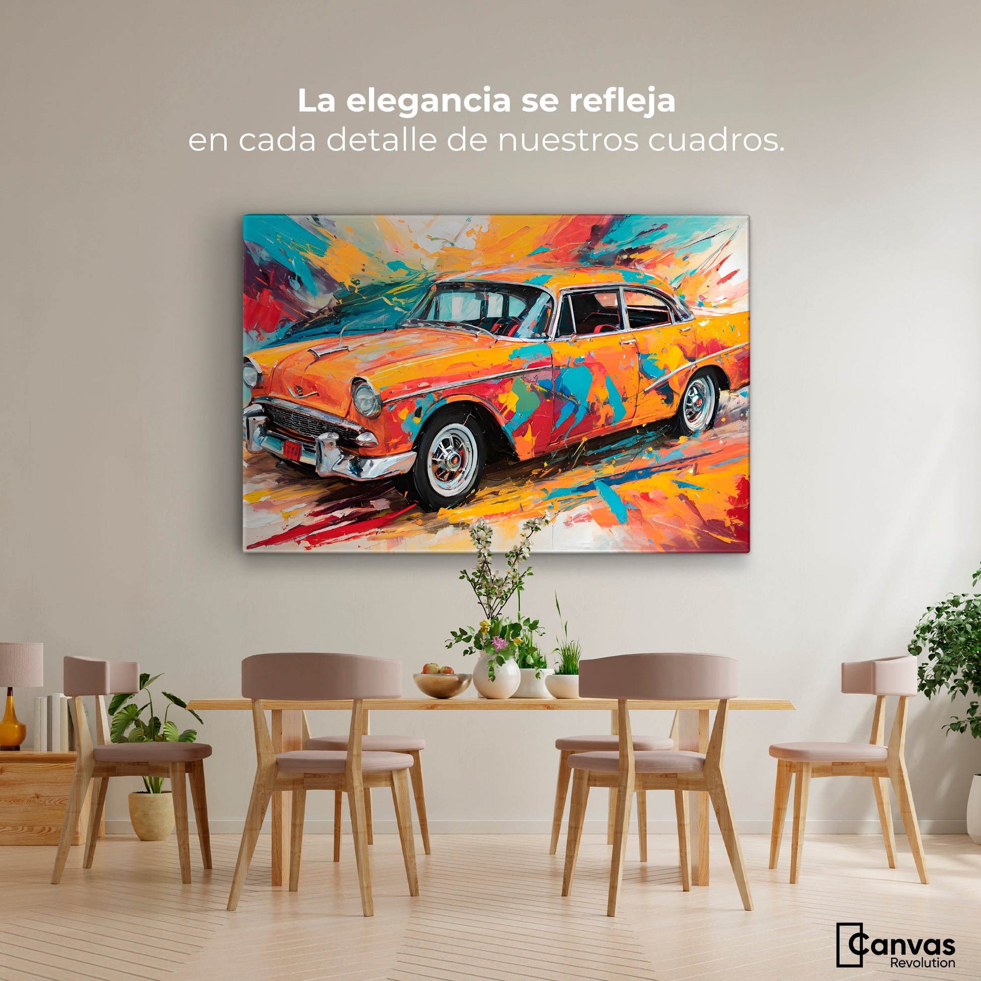 Cuadros Decorativos Canvas Revolution | Auto Retro Colorido | Montaje4