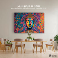 Cuadros Decorativos Canvas Revolution | Buda Mandala Neon | Montaje4