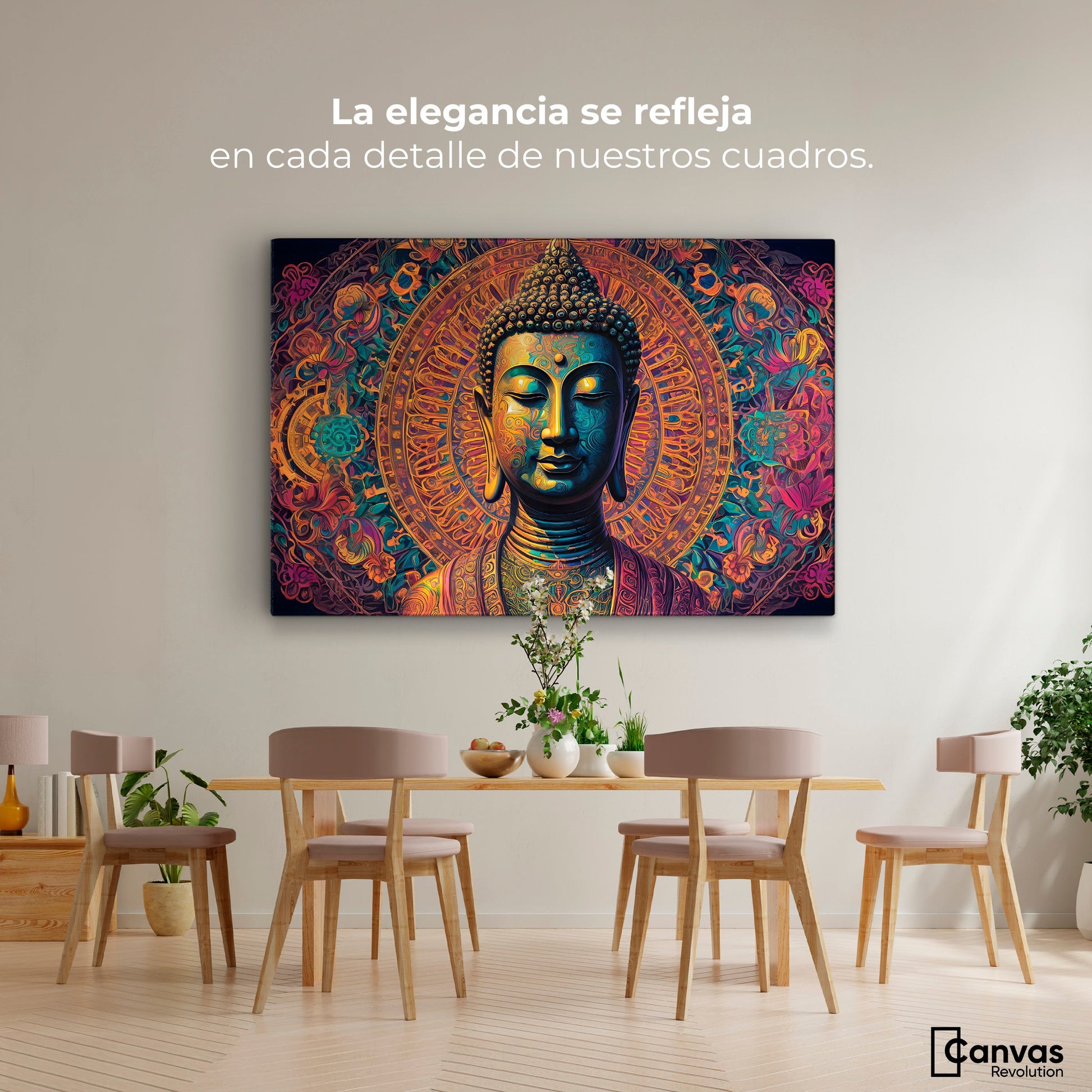 Cuadros Decorativos Canvas Revolution | Buda Sobre Mandala | Montaje4