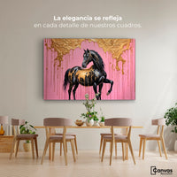 Cuadros Decorativos Canvas Revolution | Caballo Oro Rosa | Montaje4