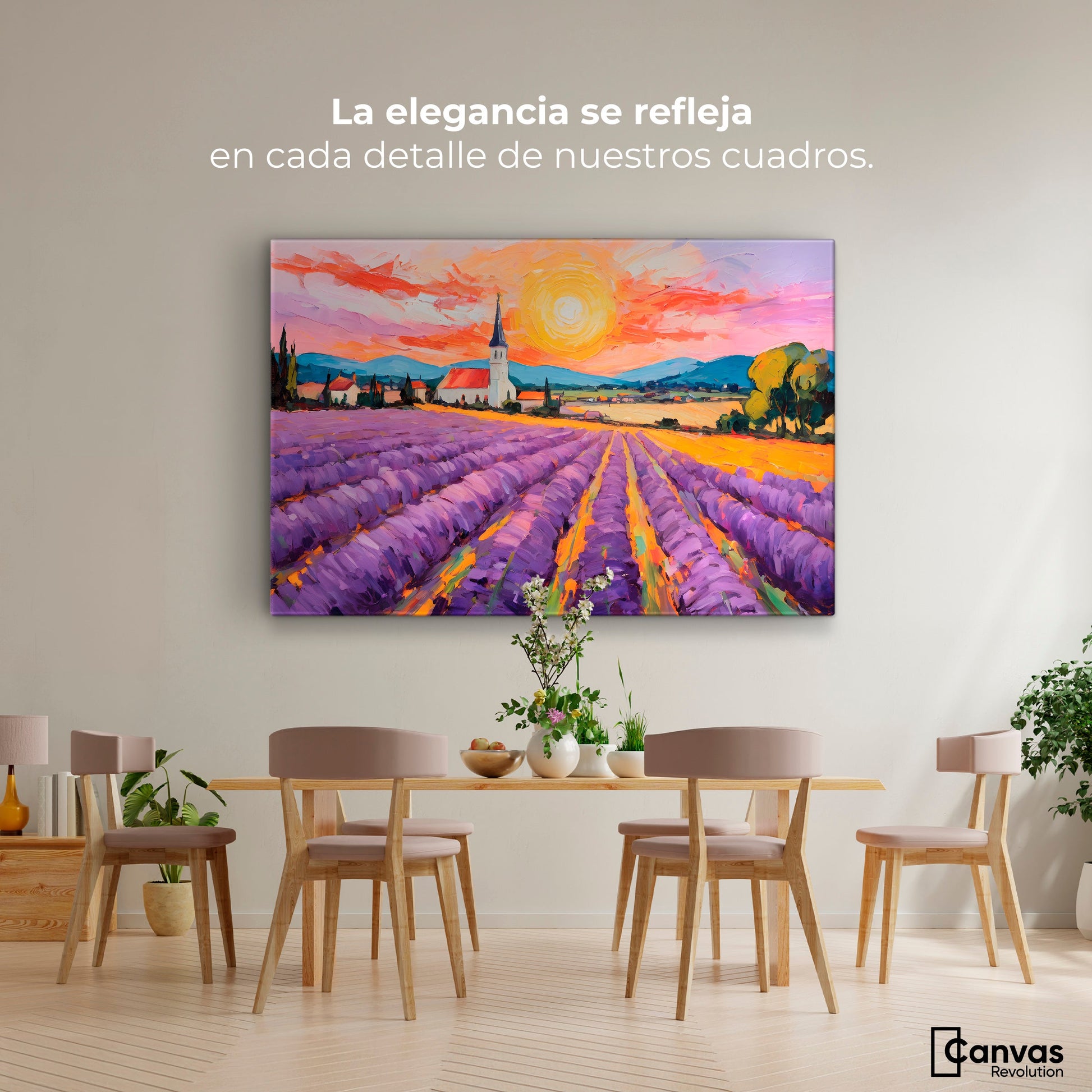 Cuadros Decorativos Canvas Revolution | Campo Lavanda Sun | Montaje4