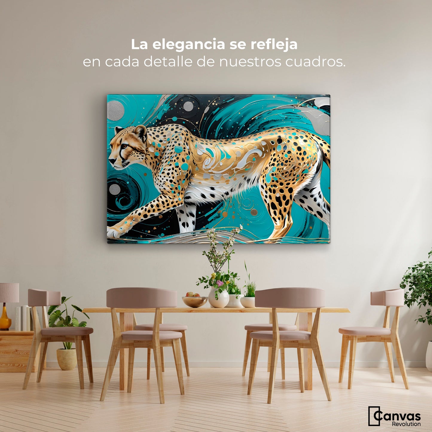 Cuadros Decorativos Canvas Revolution | Cheetah Dorado | Montaje4