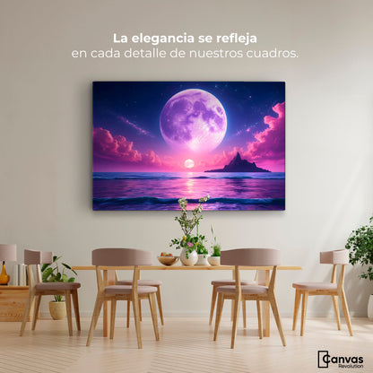 Cuadros Decorativos Canvas Revolution | Cielo Con Luna Rosa | Montaje4