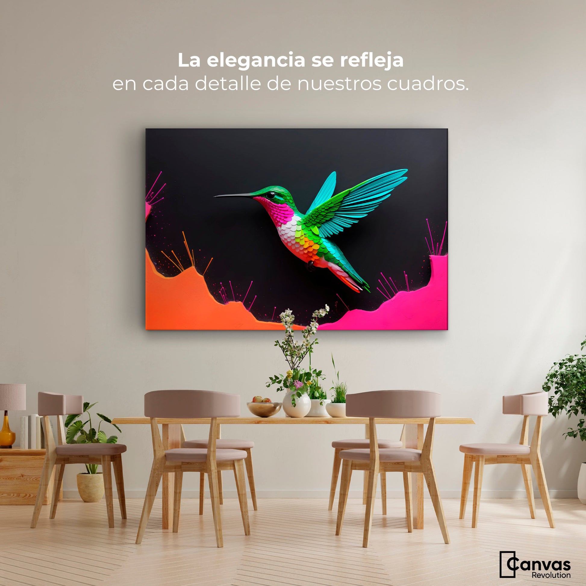 Cuadros Decorativos Canvas Revolution | Colibri En Colores | Montaje4