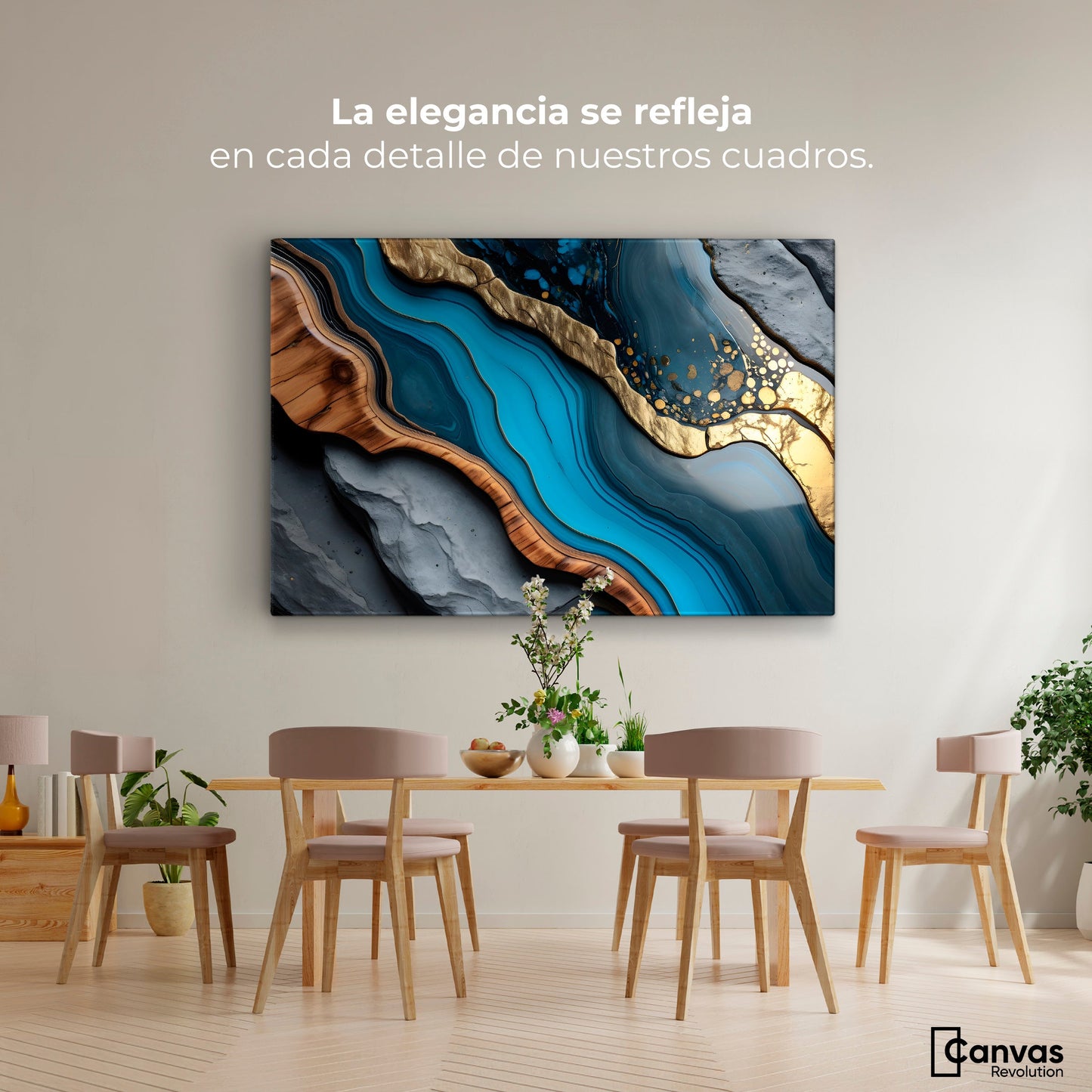 Cuadros Decorativos Canvas Revolution | Corriente Turquesa | Montaje4