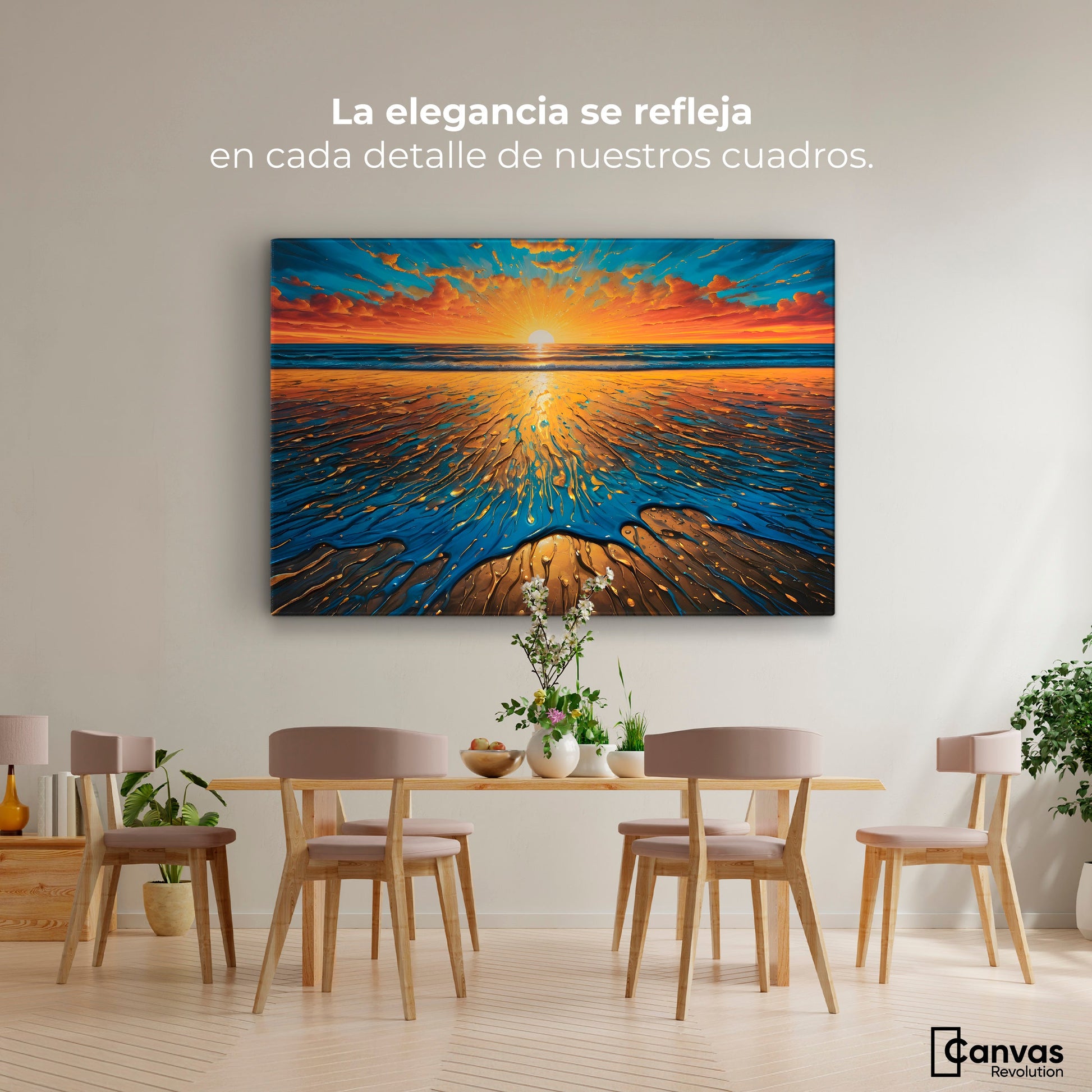 Cuadros Decorativos Canvas Revolution | Crepusculo Dorado | Montaje4