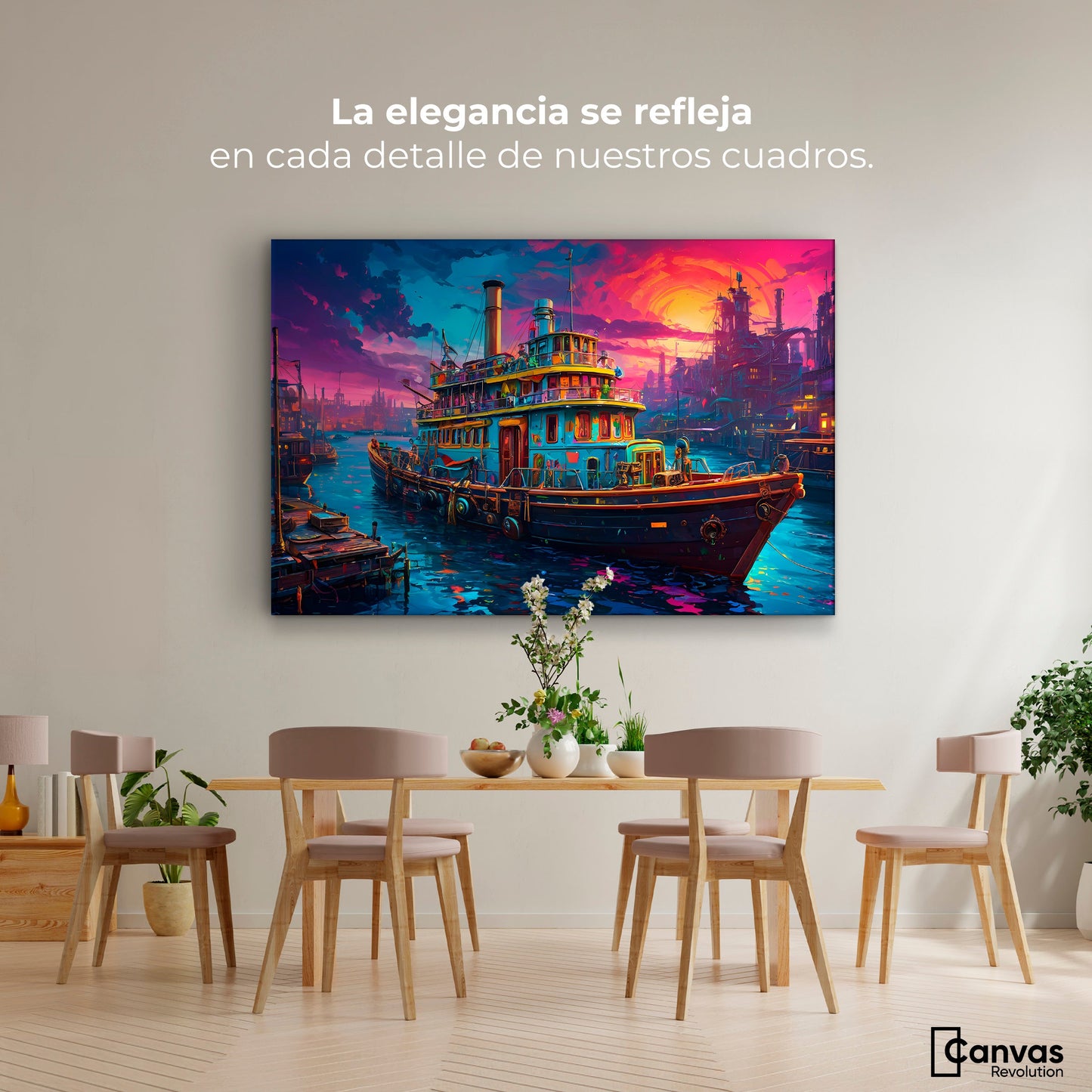 Cuadros Decorativos Canvas Revolution | Crepusculo Nautico | Montaje4