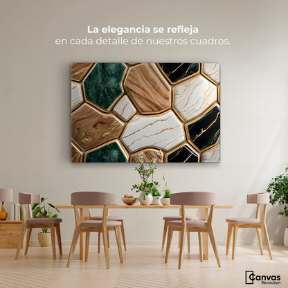 Cuadros Decorativos Canvas Revolution | Eco Hexagonal Aureo | Montaje4