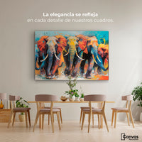 Cuadros Decorativos Canvas Revolution | Elefantes Corriendo | Montaje4