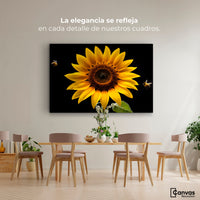 Cuadros Decorativos Canvas Revolution | Girasol En Vuelo | Montaje4
