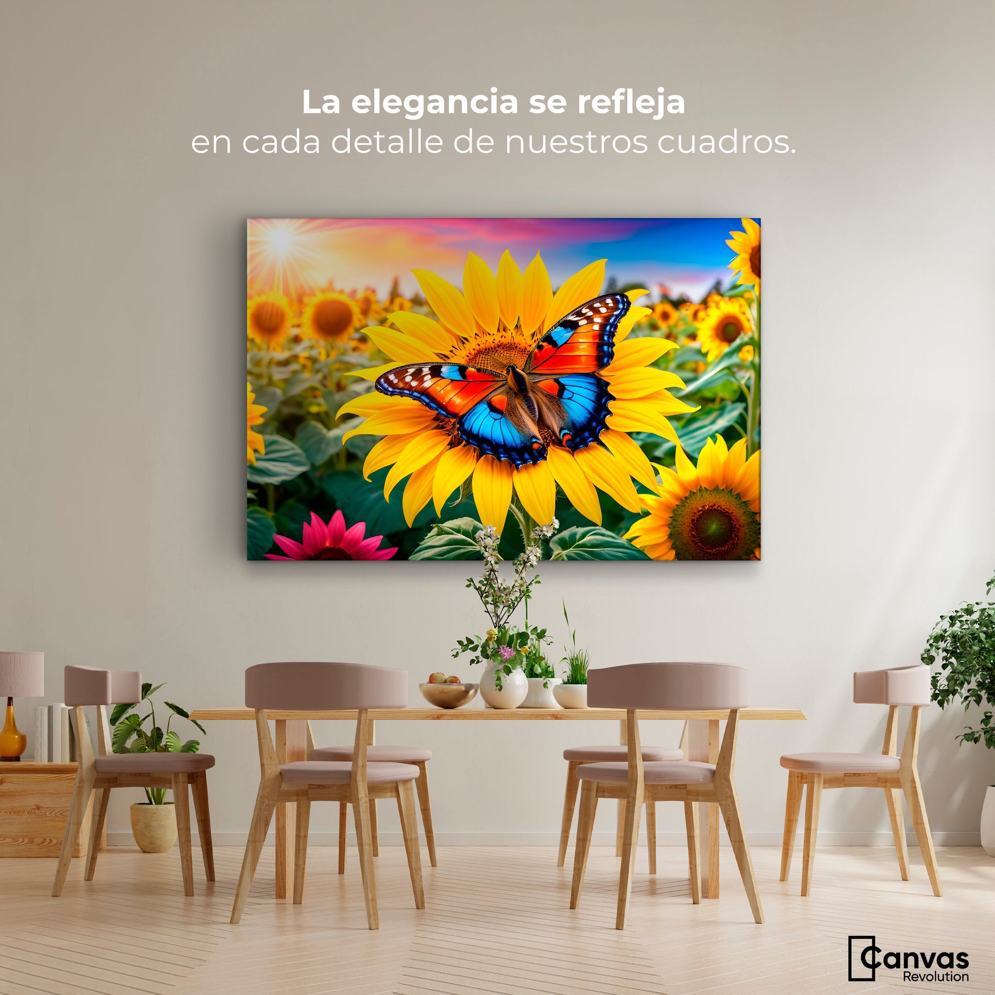 Cuadros Decorativos Canvas Revolution | Girasol Y Colores | Montaje4