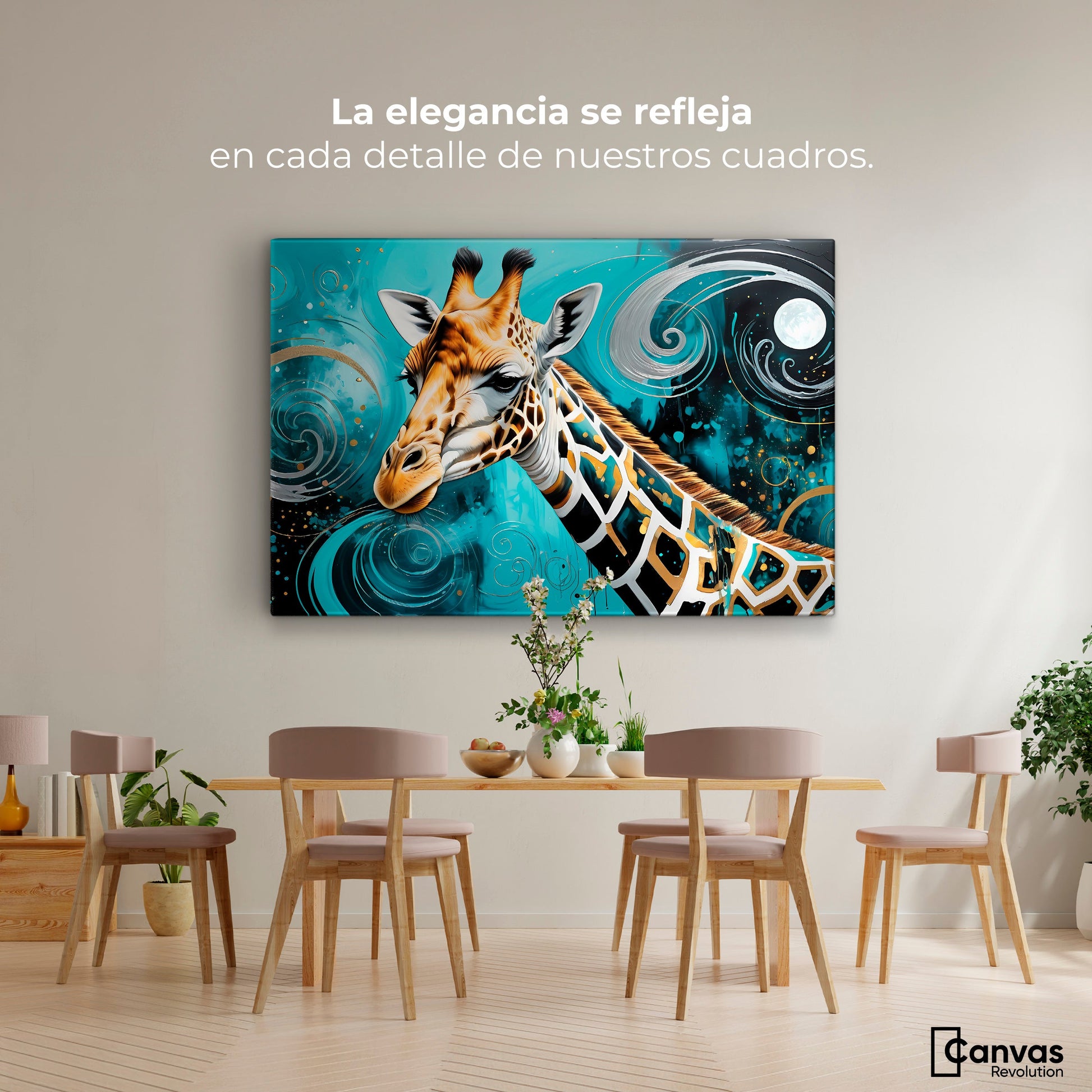 Cuadros Decorativos Canvas Revolution | Jirafa En Silencio | Montaje4