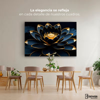 Cuadros Decorativos Canvas Revolution | Loto Negro Oro | Montaje4