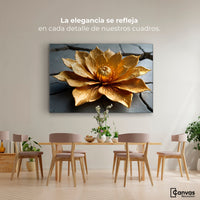 Cuadros Decorativos Canvas Revolution | Loto Oro Mistico | Montaje4