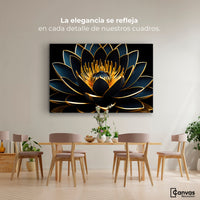 Cuadros Decorativos Canvas Revolution | Loto Oro Oscuro | Montaje4