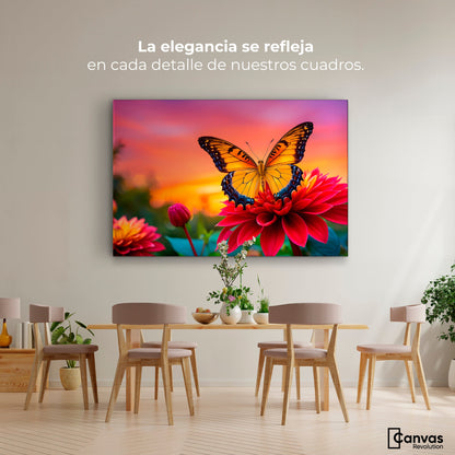 Cuadros Decorativos Canvas Revolution | Mariposa Y Petalos | Montaje4