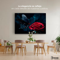 Cuadros Decorativos Canvas Revolution | Mariposa Y Rosa | Montaje4