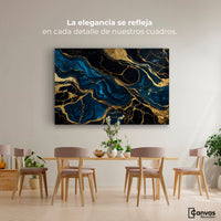 Cuadros Decorativos Canvas Revolution | Marmol Azul Oro | Montaje4
