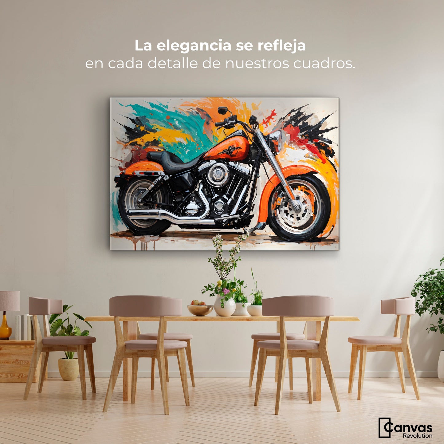 Cuadros Decorativos Canvas Revolution | Motocicleta Clasica | Montaje4