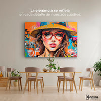 Cuadros Decorativos Canvas Revolution | Mujer Con Gafas | Montaje4
