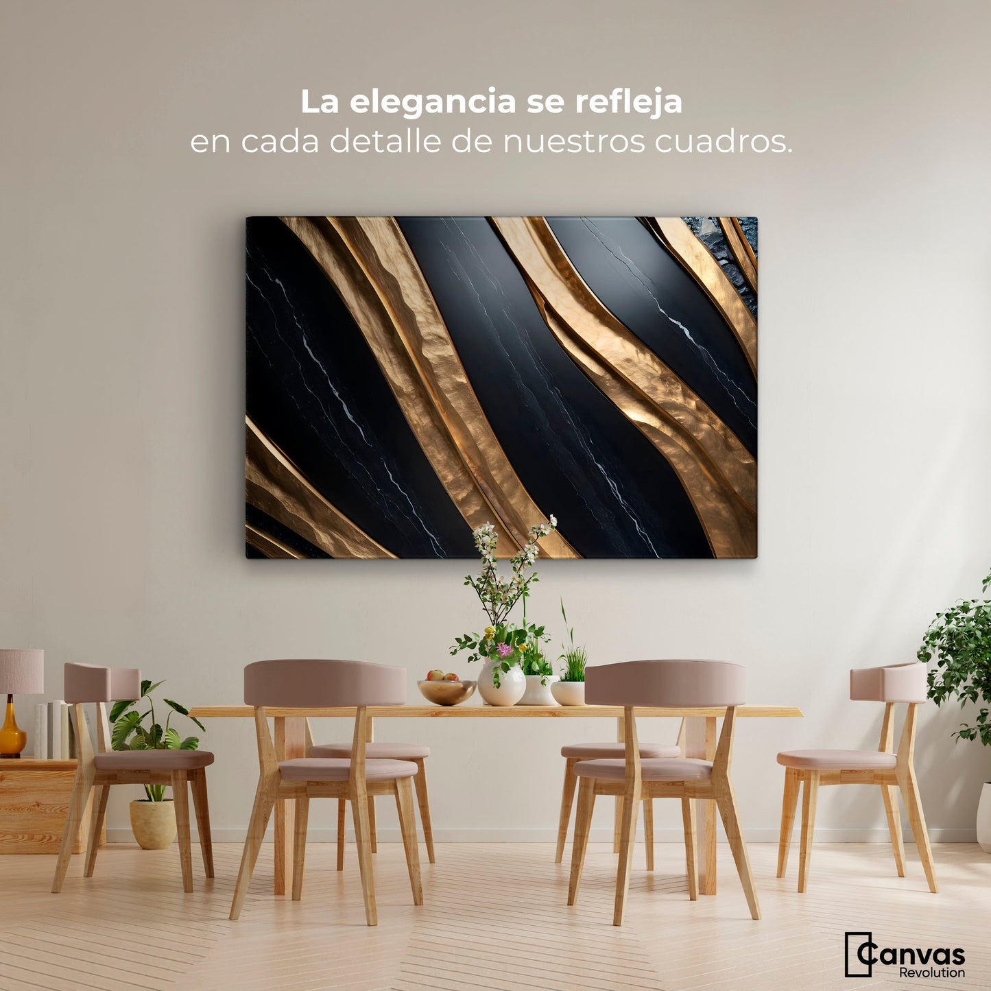 Cuadros Decorativos Canvas Revolution | Obsidiana Dorada | Montaje4