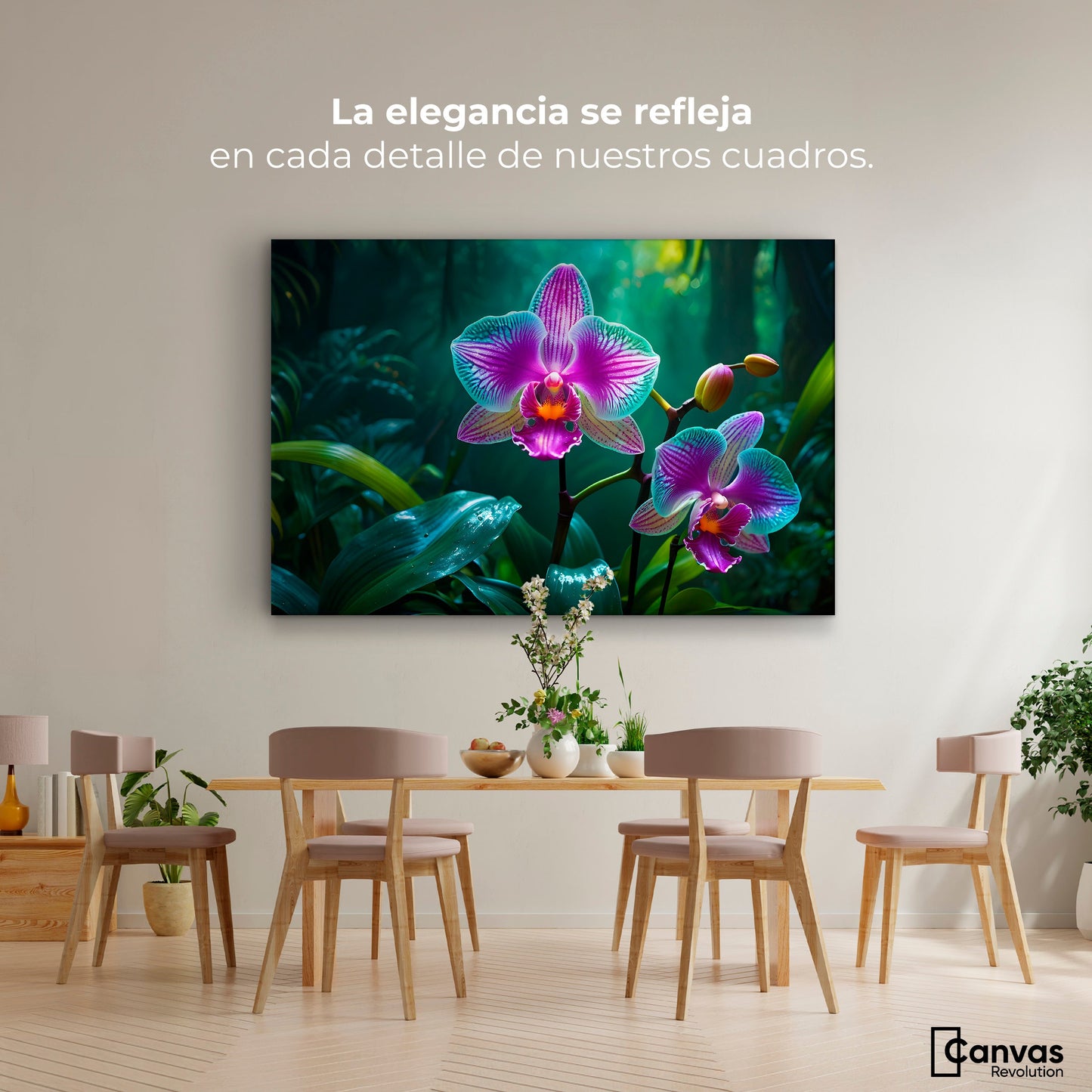 Cuadros Decorativos Canvas Revolution | Orquideas Vibrantes | Montaje4