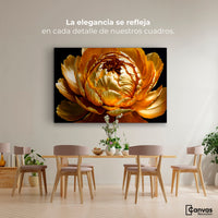 Cuadros Decorativos Canvas Revolution | Peonia Dorada Flor | Montaje4