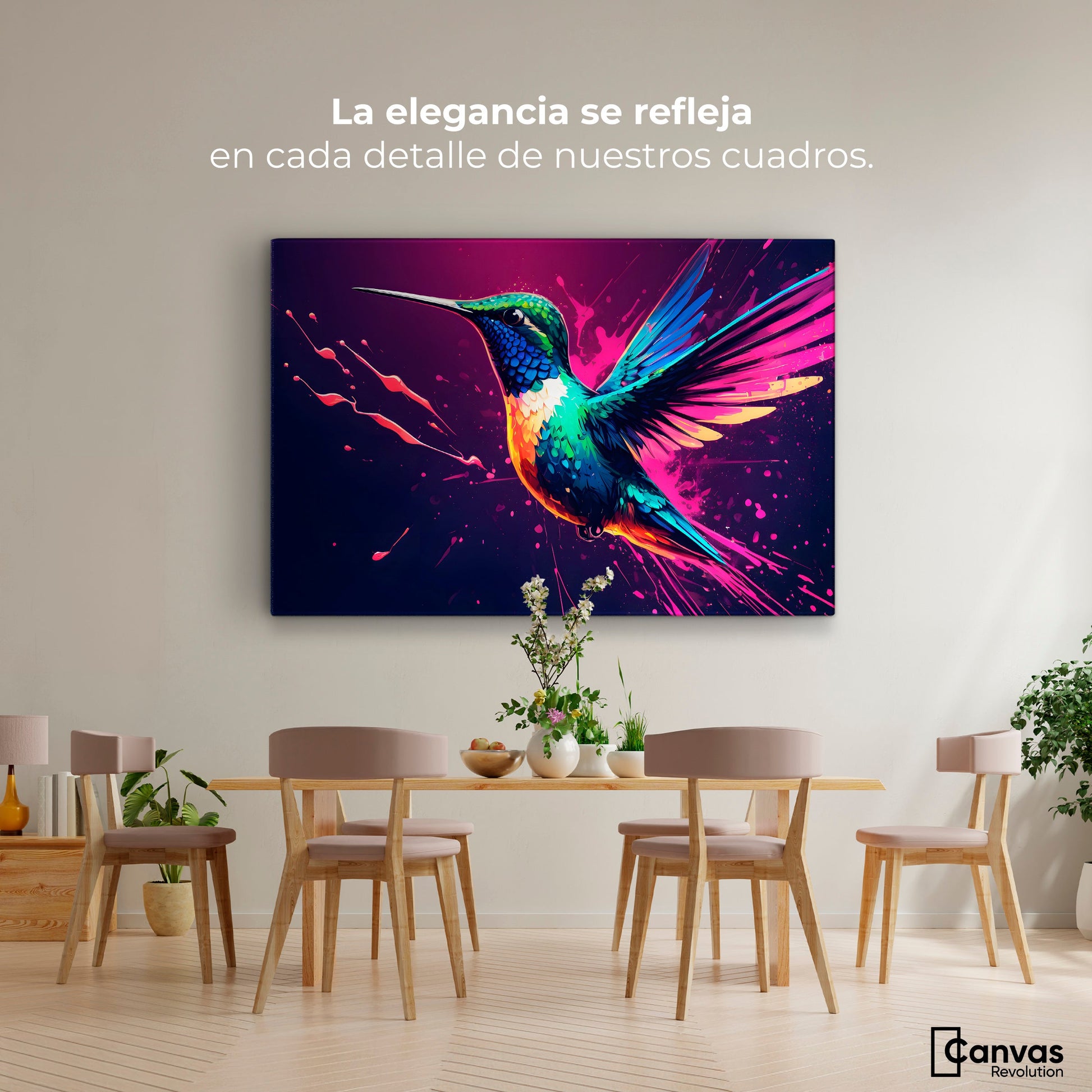 Cuadros Decorativos Canvas Revolution | Plumas Radiantes | Montaje4