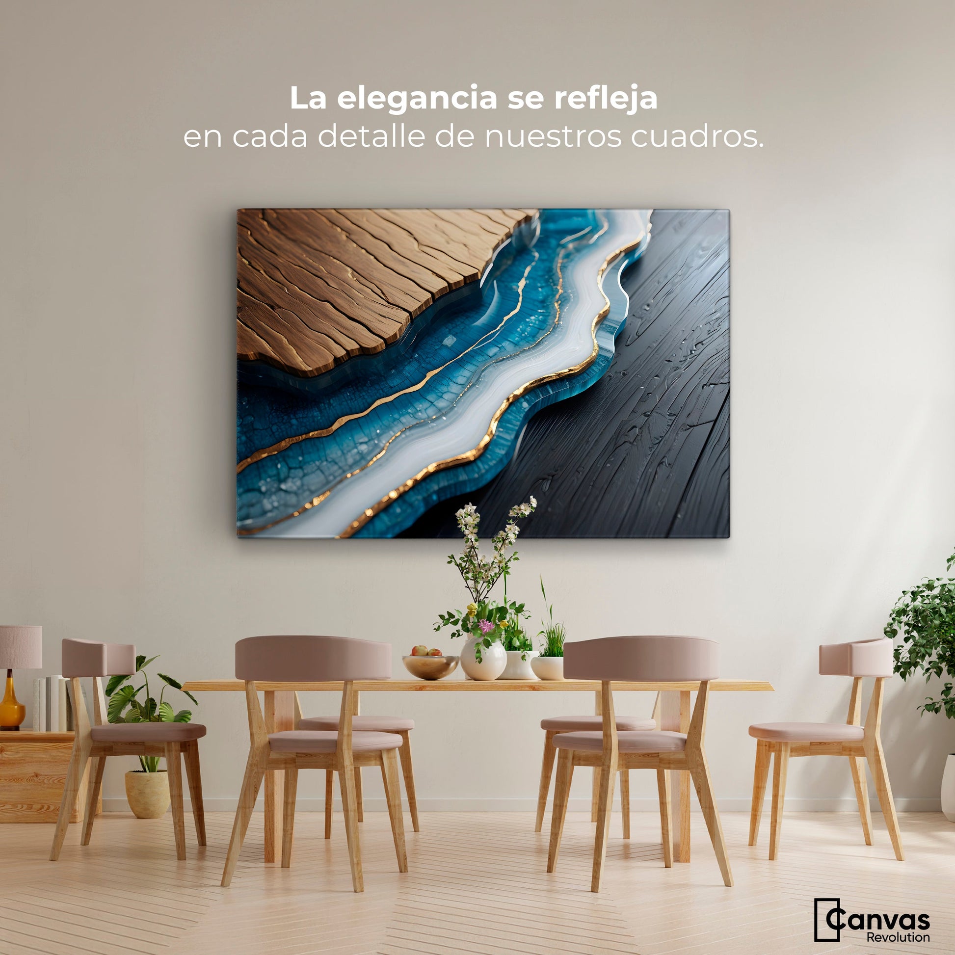 Cuadros Decorativos Canvas Revolution | Rio Resina Azul | Montaje4