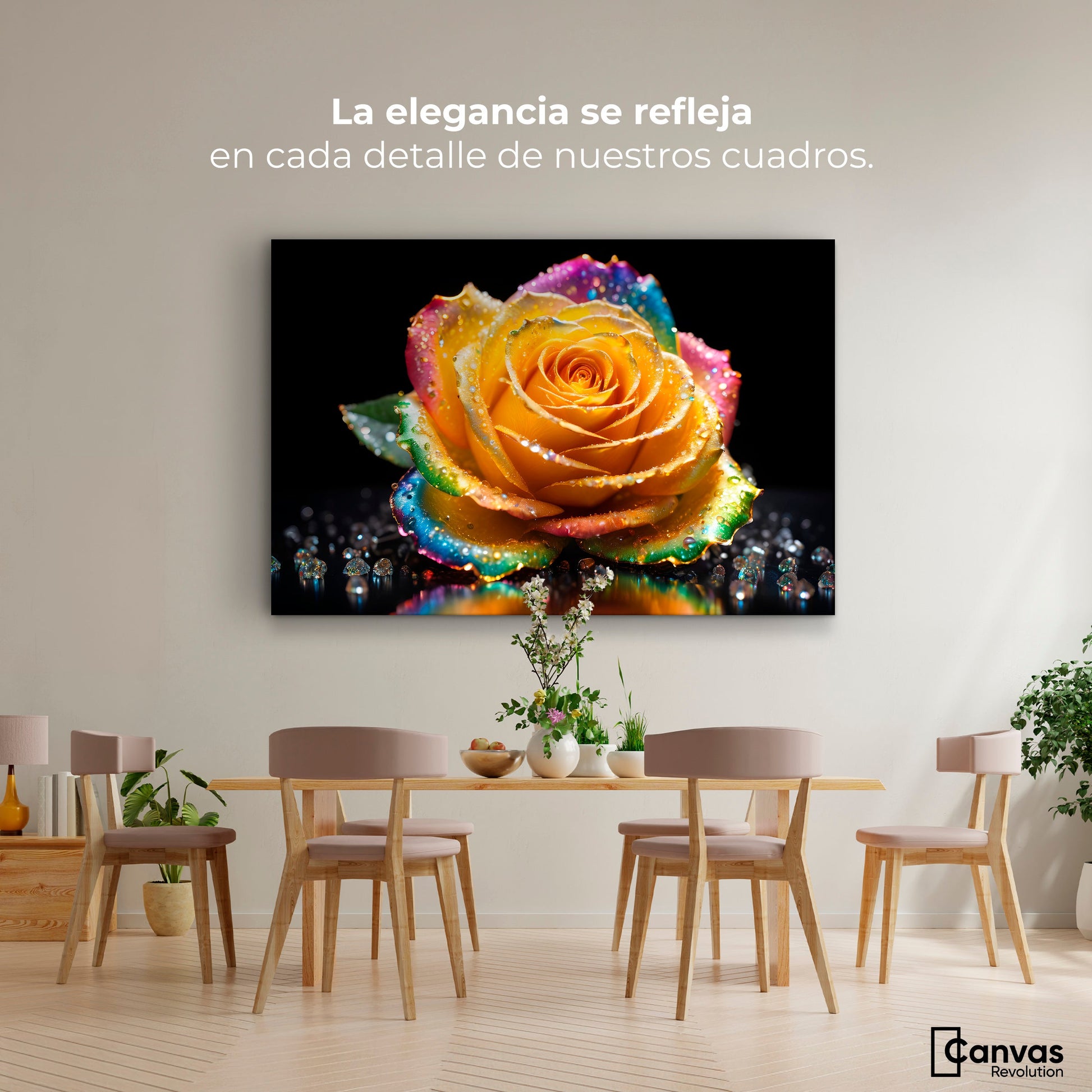 Cuadros Decorativos Canvas Revolution | Rosa Multicolor | Montaje4