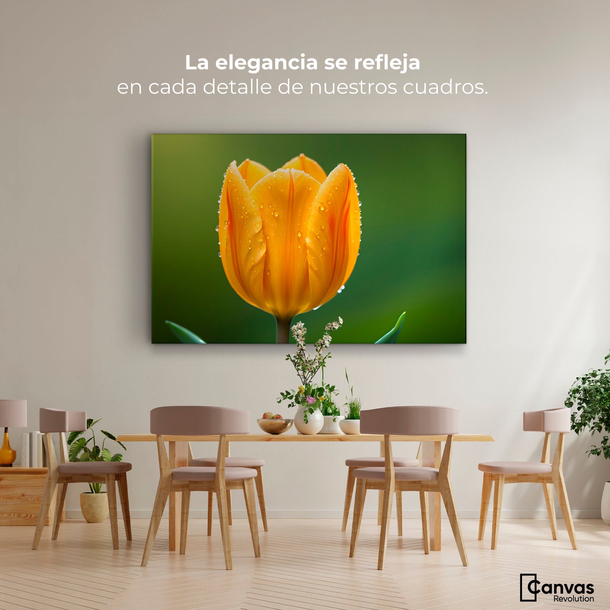 Cuadros Decorativos Canvas Revolution | Tulipan En Verde | Montaje4