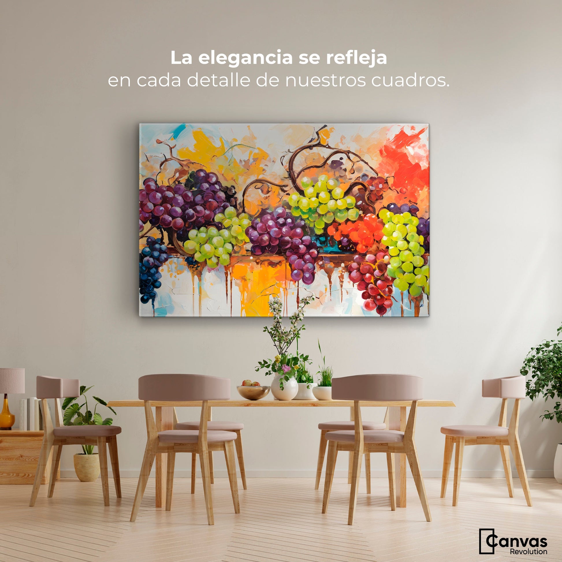 Cuadros Decorativos Canvas Revolution | Uvas Coloridas | Montaje4