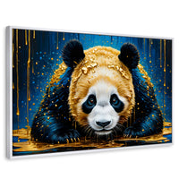 Cuadros Decorativos Canvas Revolution | Abrazo Panda Dorado | Rectangular | Portada | Marco Blanco