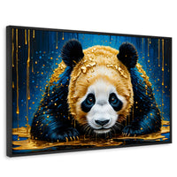 Cuadros Decorativos Canvas Revolution | Abrazo Panda Dorado | Rectangular | Portada | Marco Negro