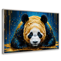 Cuadros Decorativos Canvas Revolution | Abrazo Panda Dorado | Rectangular | Portada | Marco Plateado