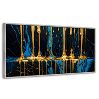 Cuadros Decorativos Canvas Revolution | Abstraccion Azul | Panoramico | Portada | Marco Blanco