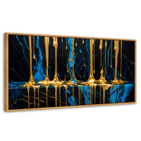 Cuadros Decorativos Canvas Revolution | Abstraccion Azul | Panoramico | Portada | Marco Negro