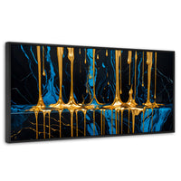 Cuadros Decorativos Canvas Revolution | Abstraccion Azul | Panoramico | Portada | Marco Plateado