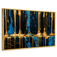 Cuadros Decorativos Canvas Revolution | Abstraccion Azul | Rectangular | Portada | Marco Dorado