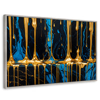 Cuadros Decorativos Canvas Revolution | Abstraccion Azul | Rectangular | Portada | Marco Plateado