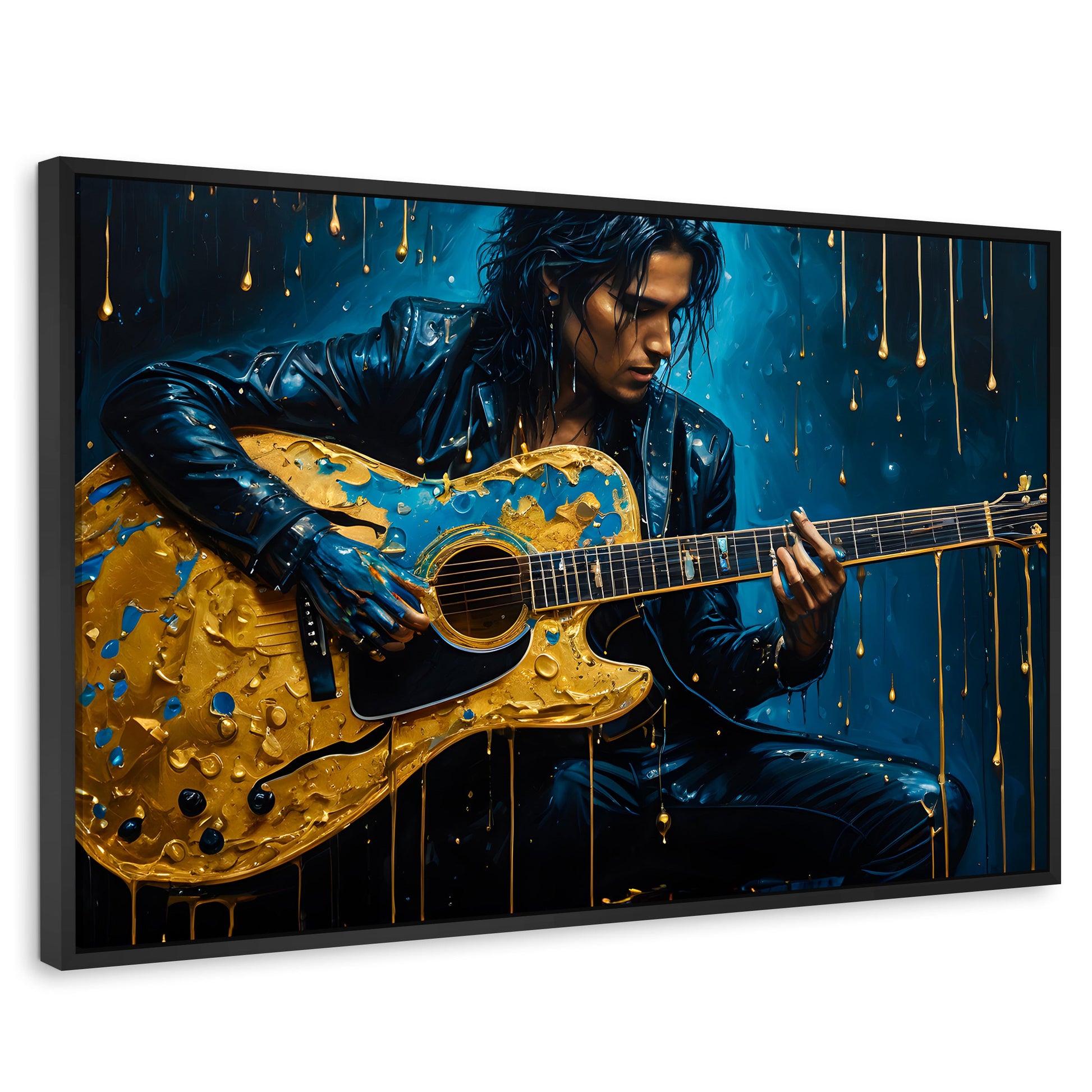 Cuadros Decorativos Canvas Revolution | Acordes Dorados | Rectangular | Portada | Marco Negro