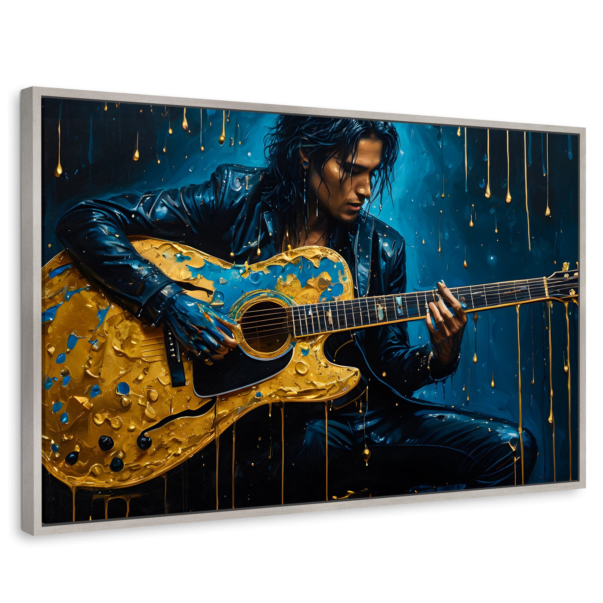 Cuadros Decorativos Canvas Revolution | Acordes Dorados | Rectangular | Portada | Marco Plateado