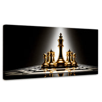 Cuadros Decorativos Canvas Revolution | Ajedrez De Oro | Panoramico | Portada | Marco SinMarco