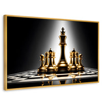 Cuadros Decorativos Canvas Revolution | Ajedrez De Oro | Rectangular | Portada | Marco Dorado