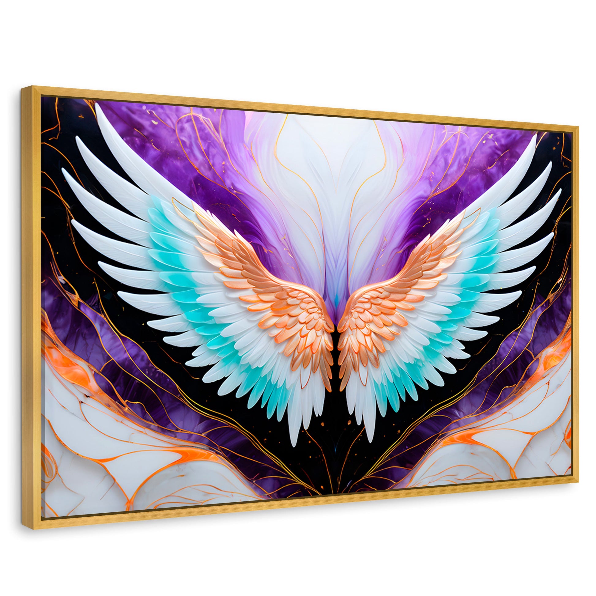 Cuadros Decorativos Canvas Revolution | Alas Angel Alma | Rectangular | Portada | Marco Dorado