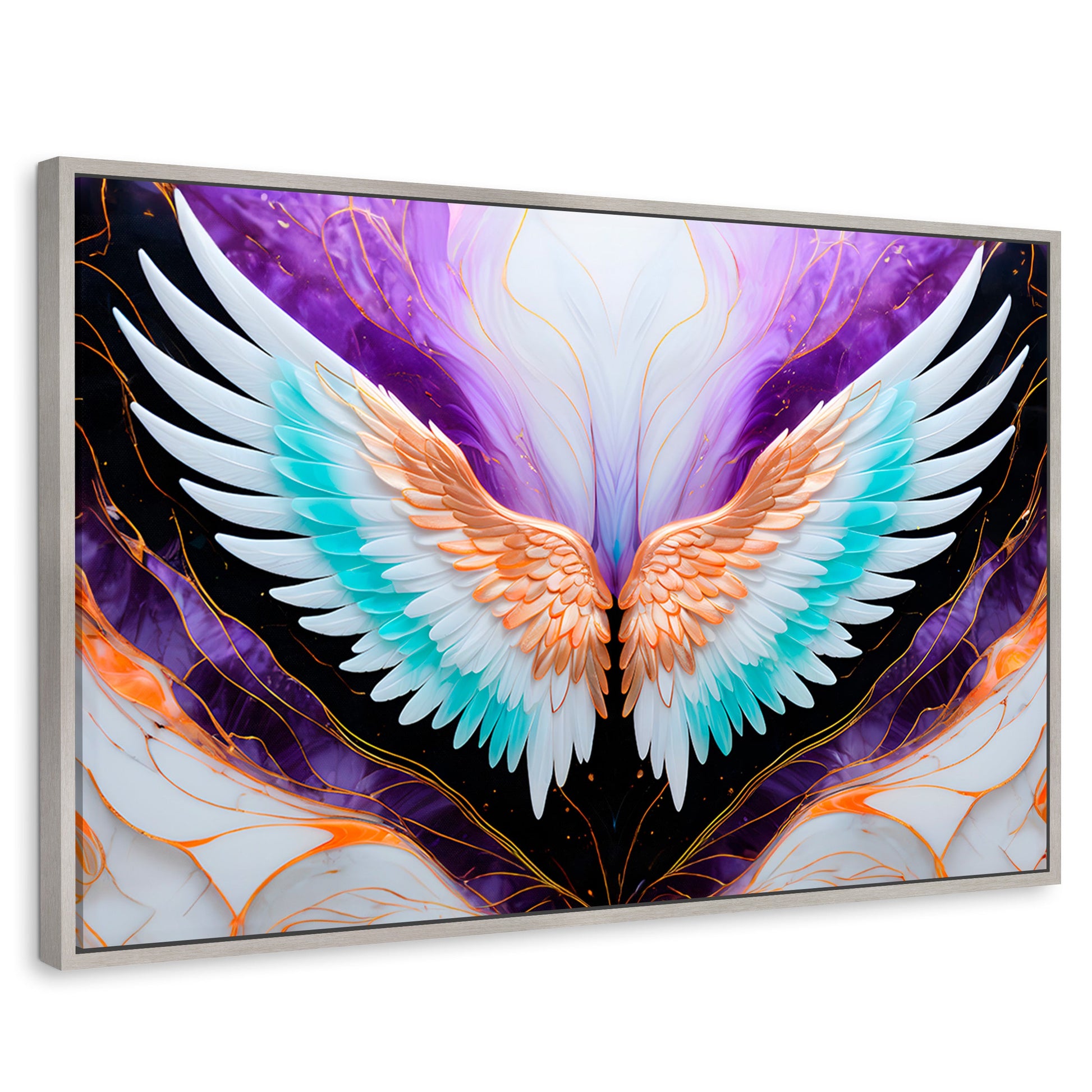 Cuadros Decorativos Canvas Revolution | Alas Angel Alma | Rectangular | Portada | Marco Plateado