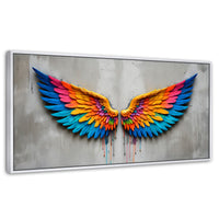 Cuadros Decorativos Canvas Revolution | Alas Angel Arcoiris | Panoramico | Portada | Marco Dorado