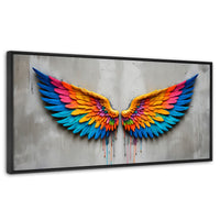 Cuadros Decorativos Canvas Revolution | Alas Angel Arcoiris | Panoramico | Portada | Marco Plateado