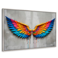 Cuadros Decorativos Canvas Revolution | Alas Angel Arcoiris | Rectangular | Portada | Marco Plateado
