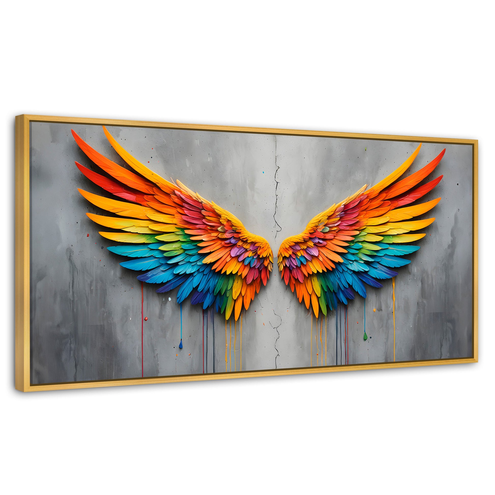 Cuadros Decorativos Canvas Revolution | Alas Angel Colores | Panoramico | Portada | Marco Madera